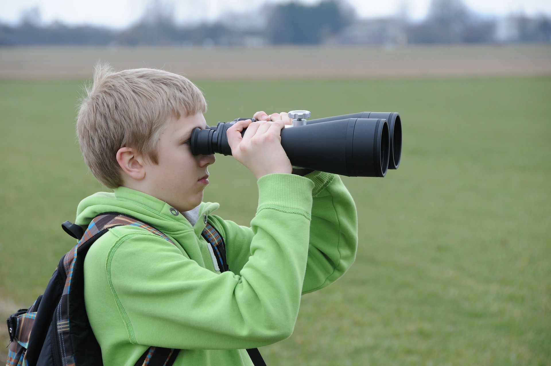 Dude with binoculars searching